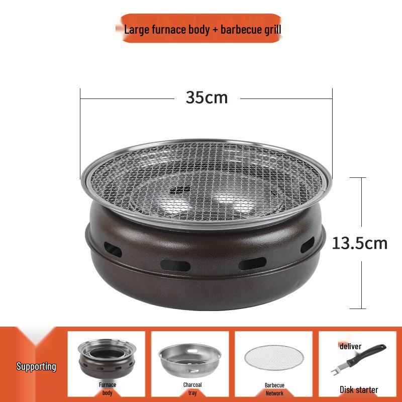 Portable Smokeless Korean BBQ & Tea Boiling Charcoal Grill for Home and Outdoors