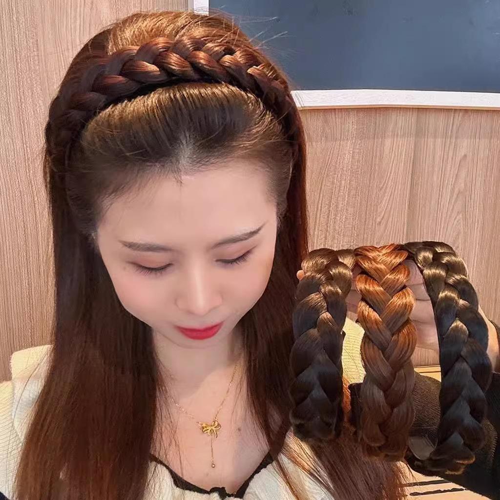 Widened Korean Mori Girl Braided Headband with Air Bangs - Invisible, Seamless, High-Value