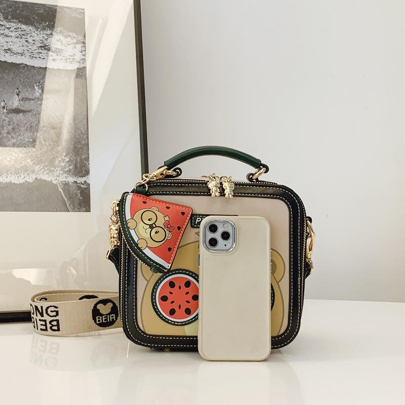 Bags cartoon small bag 2025 new Japanese soft girl cute funny watermelon ugly cute hand carry messenger small square bag