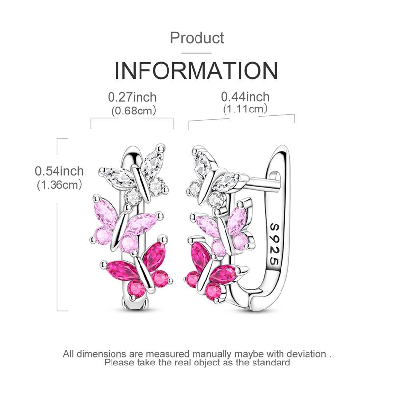 Copper Cz Zircon Earrings Butterfly Claw Hoop Earrings For Women Engagement Wedding Birthday Gift Party Jewelry