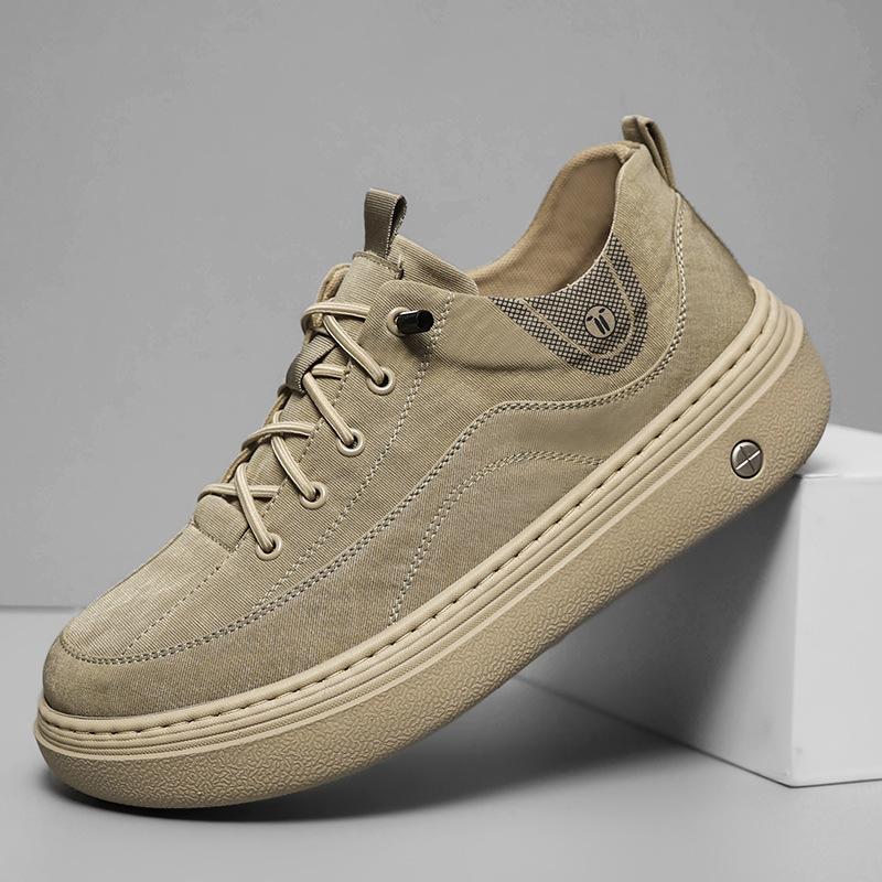 New autumn men's shoes platform canvas shoes casual trendy shoes old Beijing cloth shoes one pedal lazy comfortable driving shoes