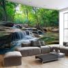 Tropical Forest Waterfall Wall Mural Natural Mountain Stream Green Jungle Wallpaper Room Decor