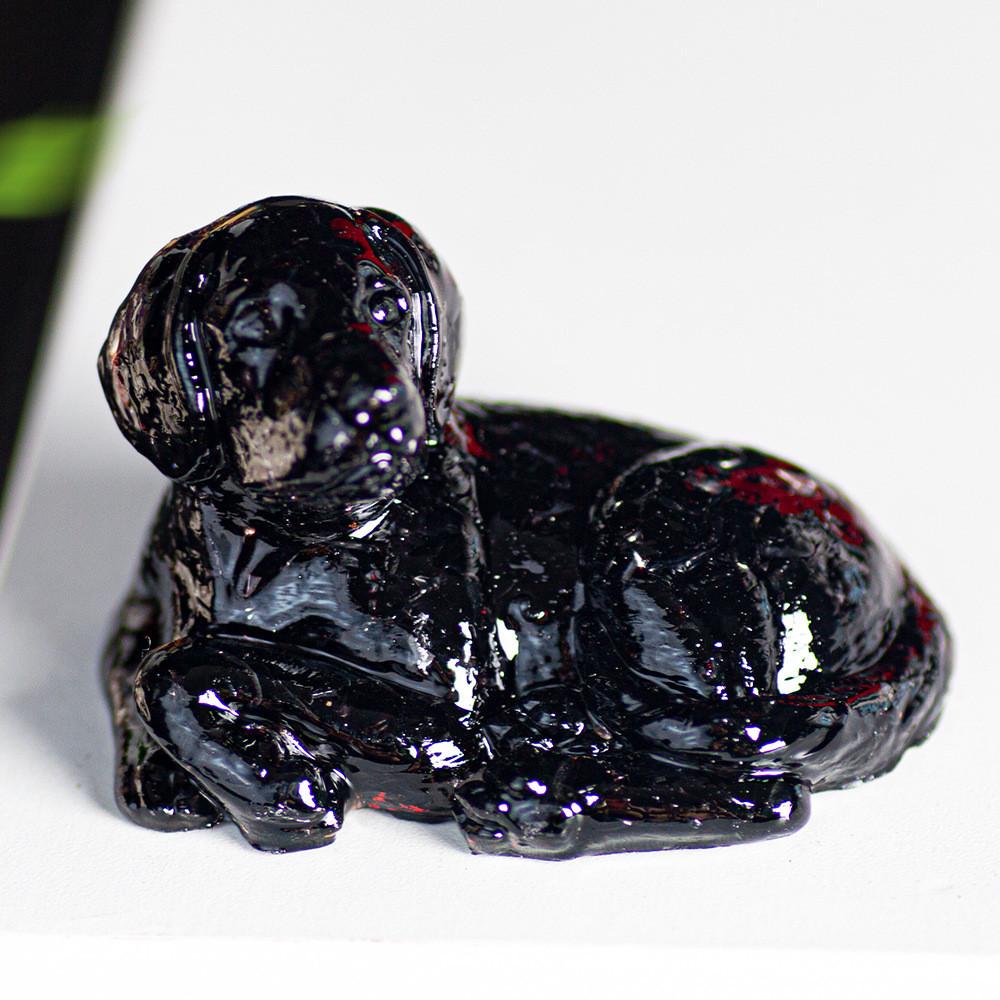 Resin Filled Natural Crystal Dog Figurine With Warm Heart Pet Decor For Gift Giving