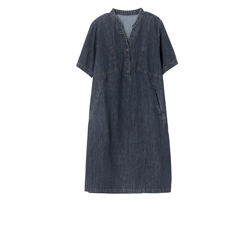 2024 Women's Plus Size Slimming French Denim Dress - Flattering Summer Style
