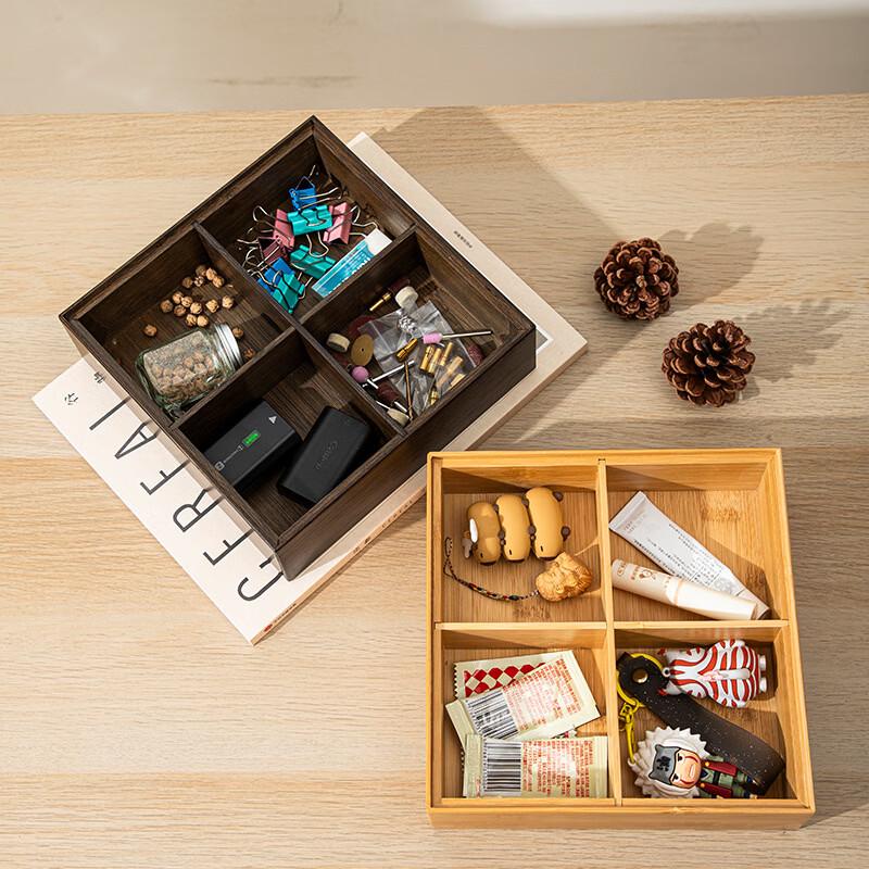 Partitioned Bamboo & Acrylic Snack Storage Box