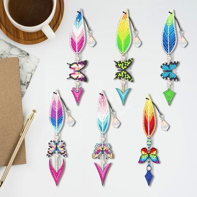 1 ensemble de marque-pages pour peinture diamant, couleur vive, plume, forme de papillon, marquages ​​de Page élégants
