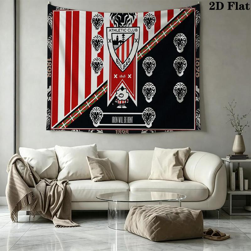 Athletic Bilbao Wall Tapestry Aesthetic Wall Hanging Printed Fabric Blanket Decorative Tapestries for Bedroom Living Room Home Decor