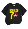 Boys Girls 100% Cotton Crew Neck Short Sleeve T-Shirt, Classic Football Star No.7 Ronaldo Printed Casual Soft Breathable Tee for Kids Daily Wear Sport
