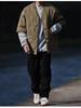 Unisex Retro Gourd Pattern Quilted Cotton Jacket - Short Sleeve Autumn/Winter Casual Outerwear