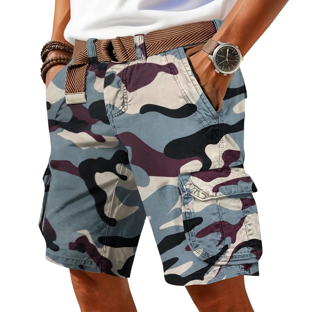 Men's Casual Trend Camouflage Print Shorts - Men's Multi-pocket Workwear Sports Shorts (without Waistband)