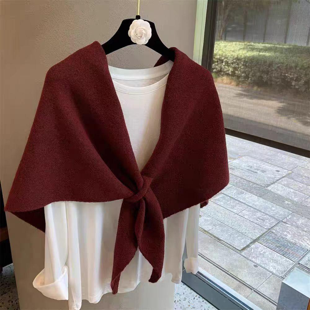 New Shawl for Women's Outerwear in Autumn and Winter Versatile Triangle Scarf  Neck Gaiter  Warm Scarf  Solid Color  Versatile Neck Scarf