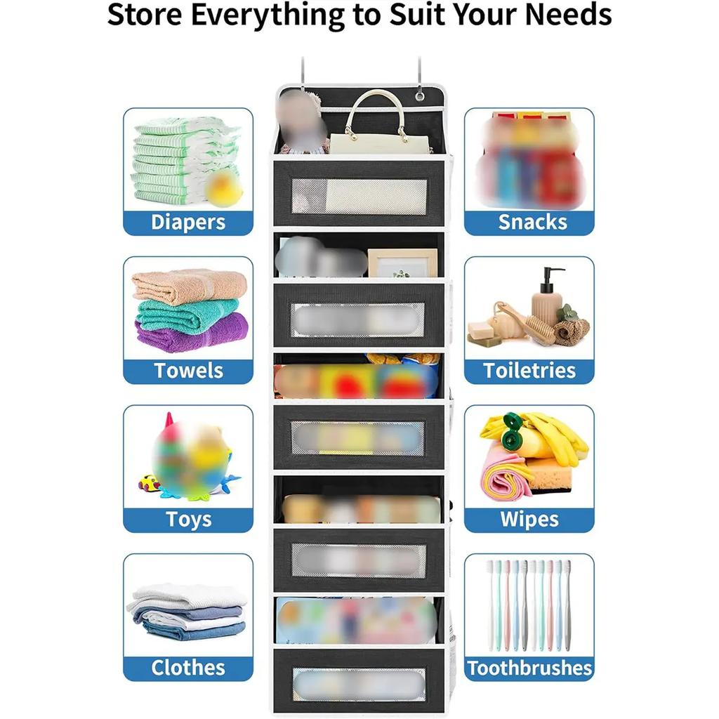 1pc Door Storage Device 5-Layer Camping Car Storage Device, Toy Diaper Bedroom Closet Wall Mounted Door Hanging Storage Device