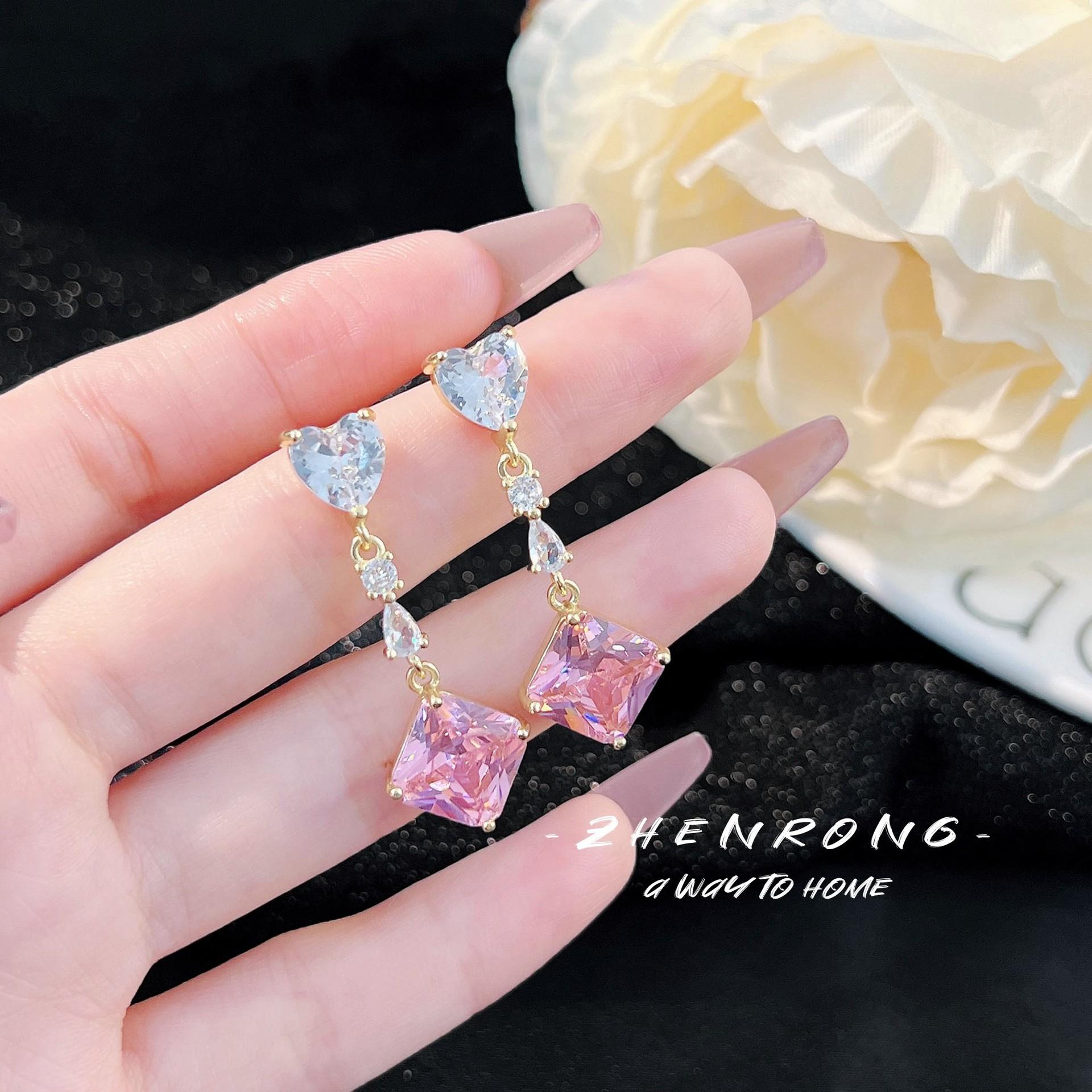 BELLA BOX Изысканные Геометрические Квадратные Сердцевидные Серьги-подвески с Кисточками и Фианитами, Подходящие для Женской Свадебной Вечеринки, Модные Украшения