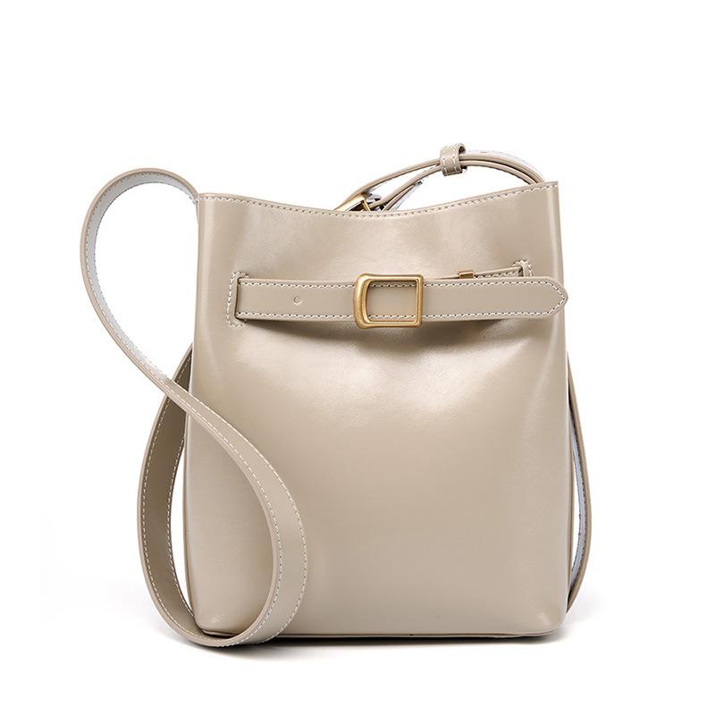 Vintage Textured Cowhide Women's Bag, Top-layer Cowhide Shoulder and Crossbody Bag, Fashionable Bucket Bag, New Handbag for Women