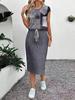European & American Women's Casual Printed Short Sleeve Two-Piece Skirt Set