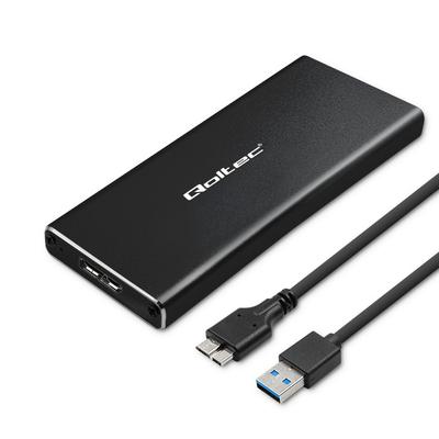Qoltec Aluminiowa Obudowa | Kieszeń Na Dysk M.2 SSD | SATA | NGFF | USB 3.0 | Super Speed 5Gb/s | 2TB | Czarny