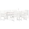7 Piece White Solid Wood Pine Garden Dining Set