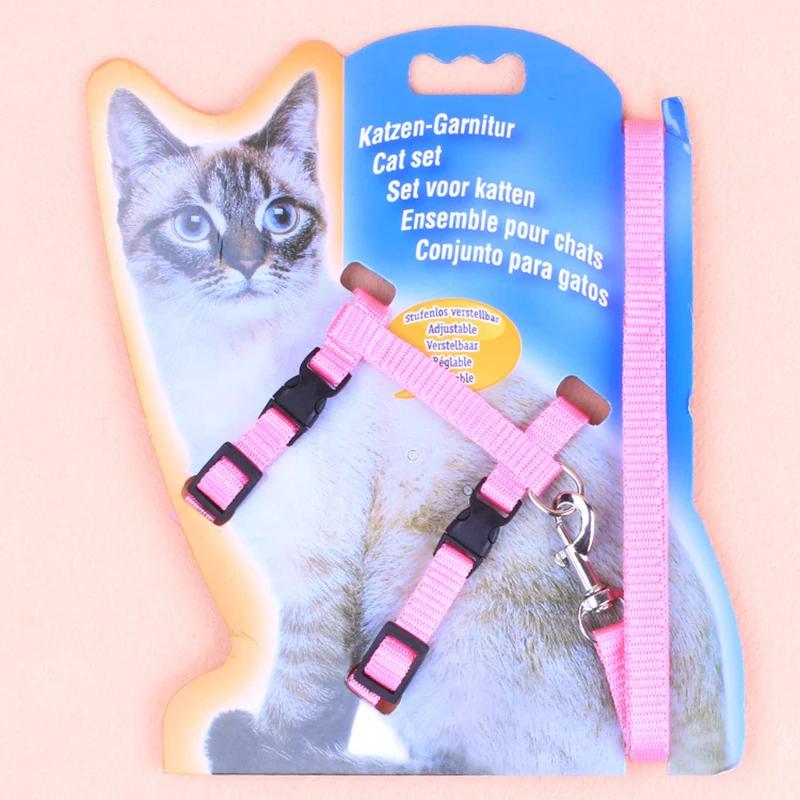 

Adjustable Nylon Cat Harness and Leash Set H-Shape Kitten Vest Collar for Small Dogs Cats рожевий