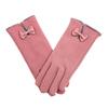New Female Autumn Winter Non-Inverted Velvet Cashmere Full Finger Warm Lace Gloves Women Cotton Touch Screen Gloves G82