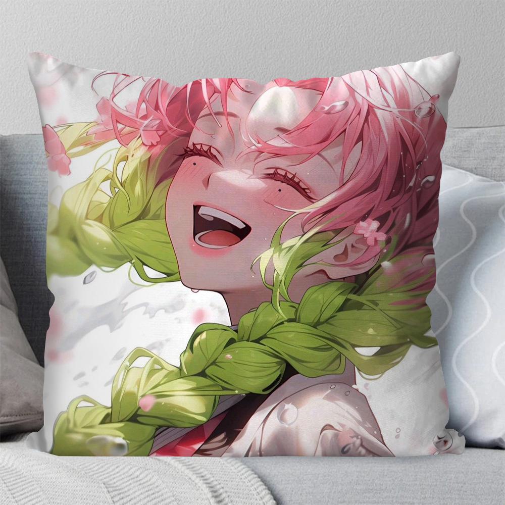 Kanroji Mitsuri Animation Demo Slayer Pillow Case Square Pillow Bedroom Sofa Leisure ComfortCarLiving Room Home Decoration 40X40