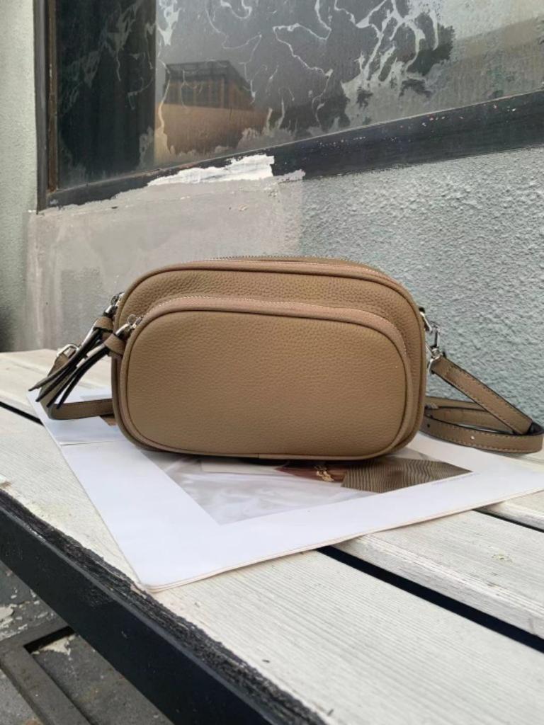 Women Shoulder Bag Genuine Cowhide Leather Handbag Zipper Pockets Large Capacity Female Crossbody Small Bag White