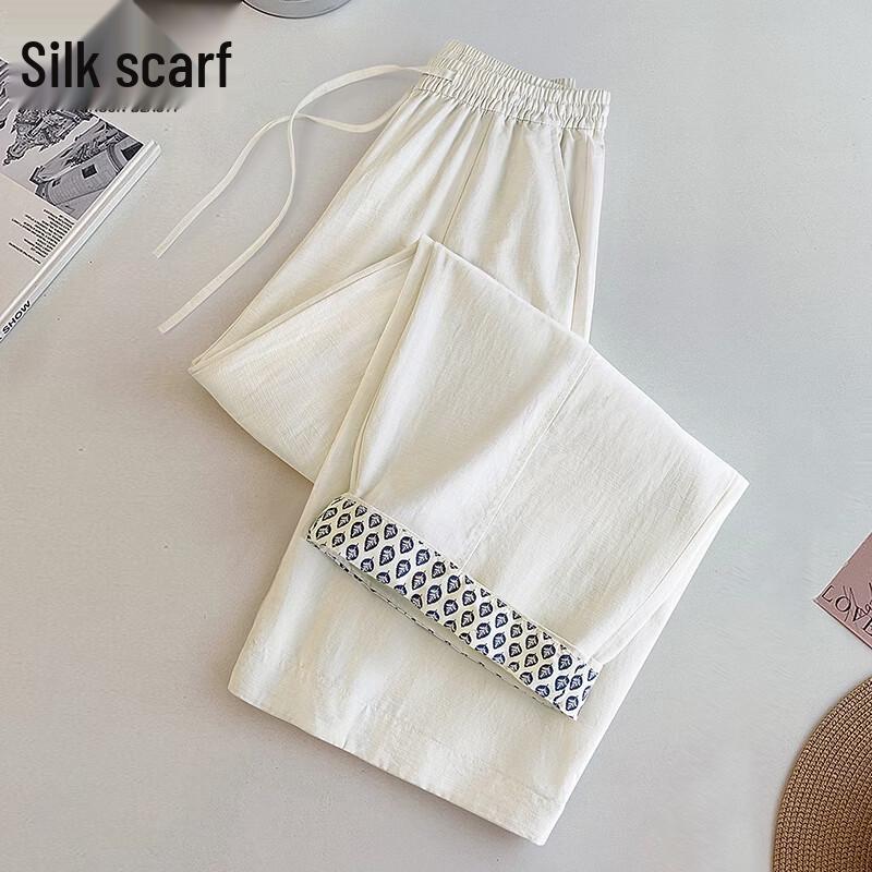 Women s Draped Wide-Leg Casual Pants with Elastic Waist S