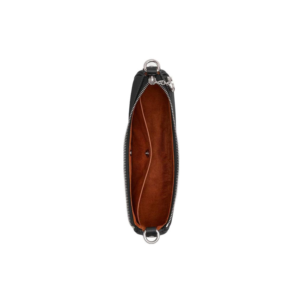 Coach Mira 24 Solid Color Logo Pendant Zipper Closure Glove Tanned Leather Half Moon Handheld Crossbody Shoulder Bag Medium Women Handbags CM583-LHBLK