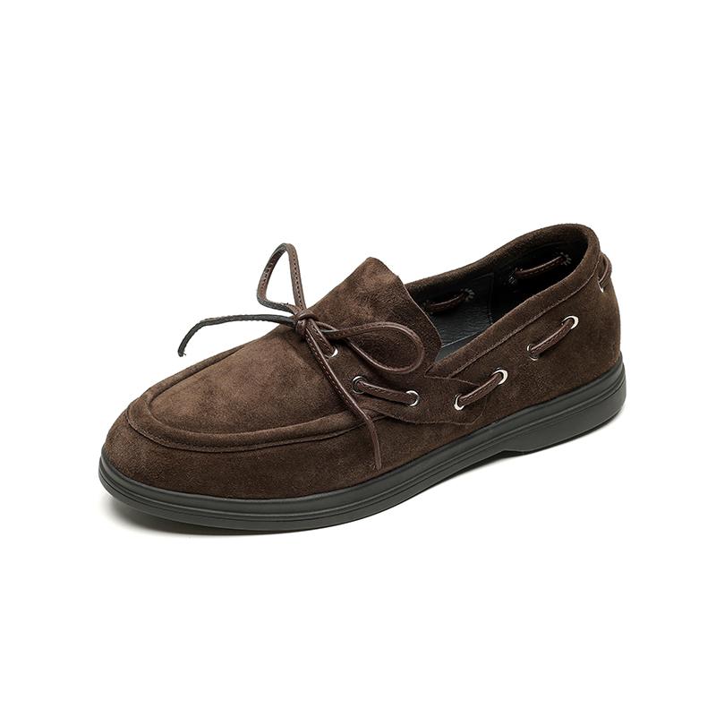 

Модные размеры 34-40 Женские кроссовки из коровьей замши Натуральная кожа На шнуровке Повседневные Низкий каблук Теннисные туфли-балетки Классический круглый носок Повседневные туфли-балетки 34 коричневый