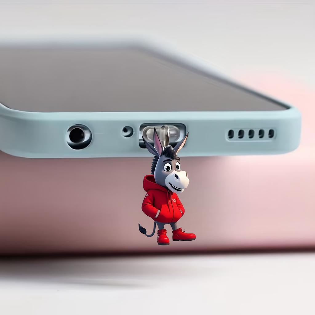 1pc 2D Cute Donkey Mobile Phone Dustproof Plug for Smartphones, Beautiful Mobile Phone Accessories, Mobile Phone Decorations