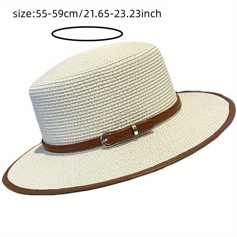 [British Fashion Hat] Summer Fashion British Flat Top Straw Hat for Women | Decorative Beach Sun Hat