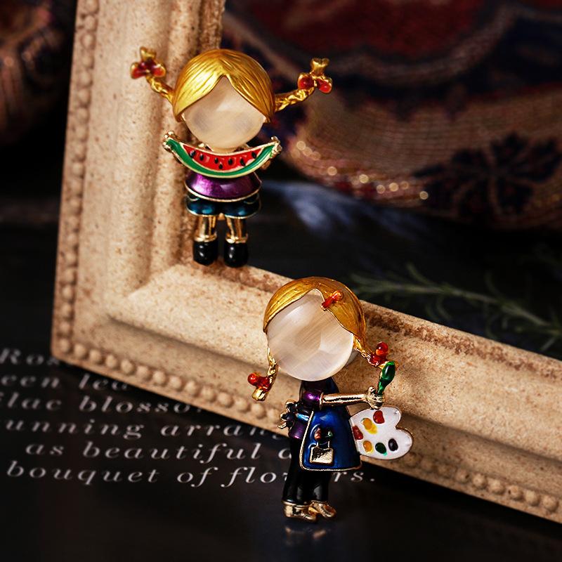 Opal Villain Personalized Brooch Creative Accessories Niche Design Pin Versatile Shirt Japanese and Korean Trend Jewelry