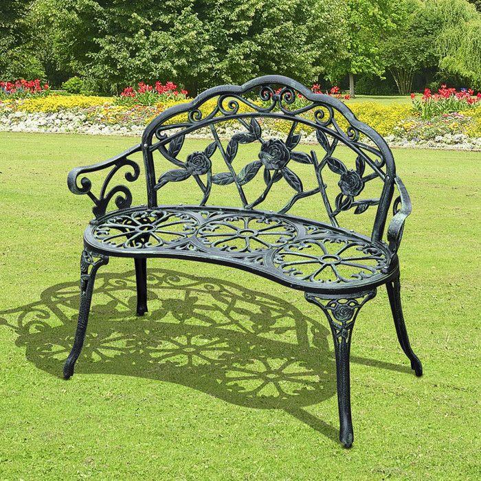 Banc de jardin Outsunny Banc de parc Banc Meuble de jardin 2 places métal 100 x 54 x 78 cm