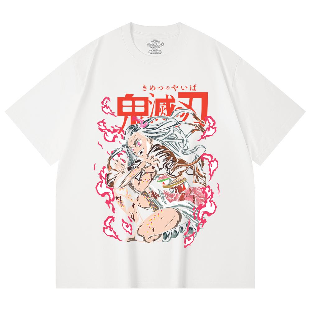 230 Gsm 100% Cotton Demon Slayer V71 Nezuko Demon Print Unisex Heavy Cotton T Shirt