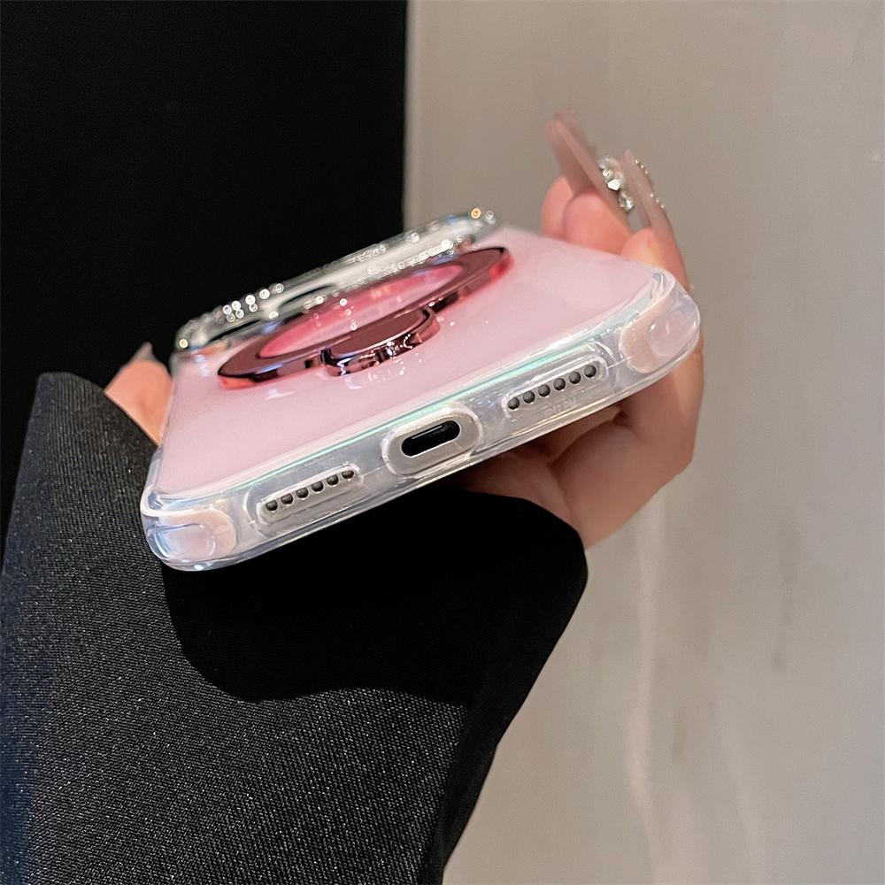 Laser Jelly Candy Magnetic Shockproof Case for iPhone 17 Air 16 15 14 13 Pro Max Bracket Stand Diamond Camera Frame Glossy Cover
