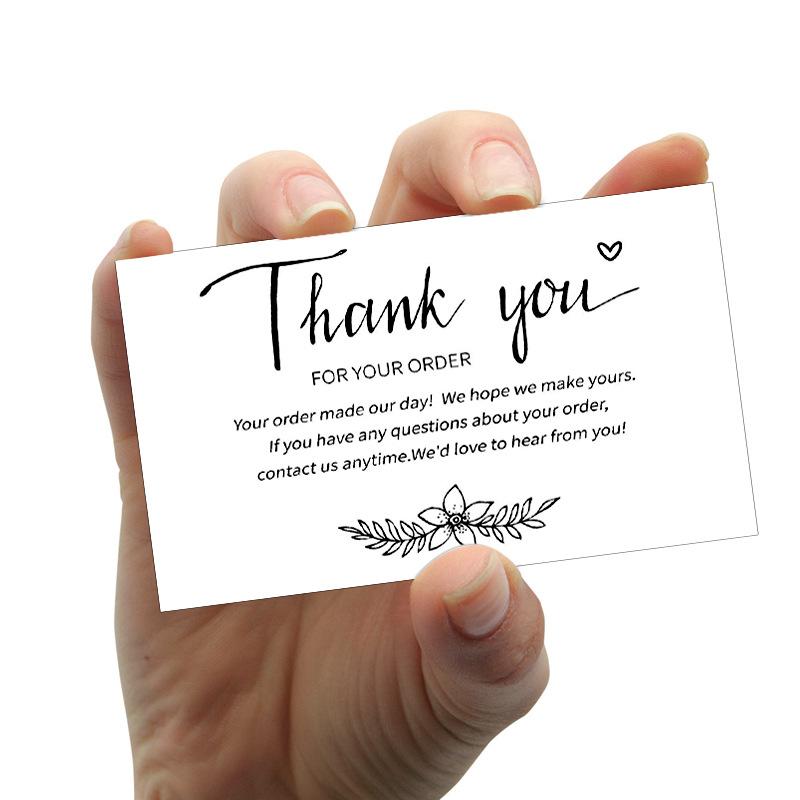 50pcs White Thank You For Your Order Cards Flower Pattern Handmade Package Inserts Small Business Online Retails Gifts