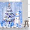 Christmas Shower Curtains Cute Snowman Santa Claus Xmas Tree Winter Town Street Landscape Bath Curtain Home Bathroom Decor Set