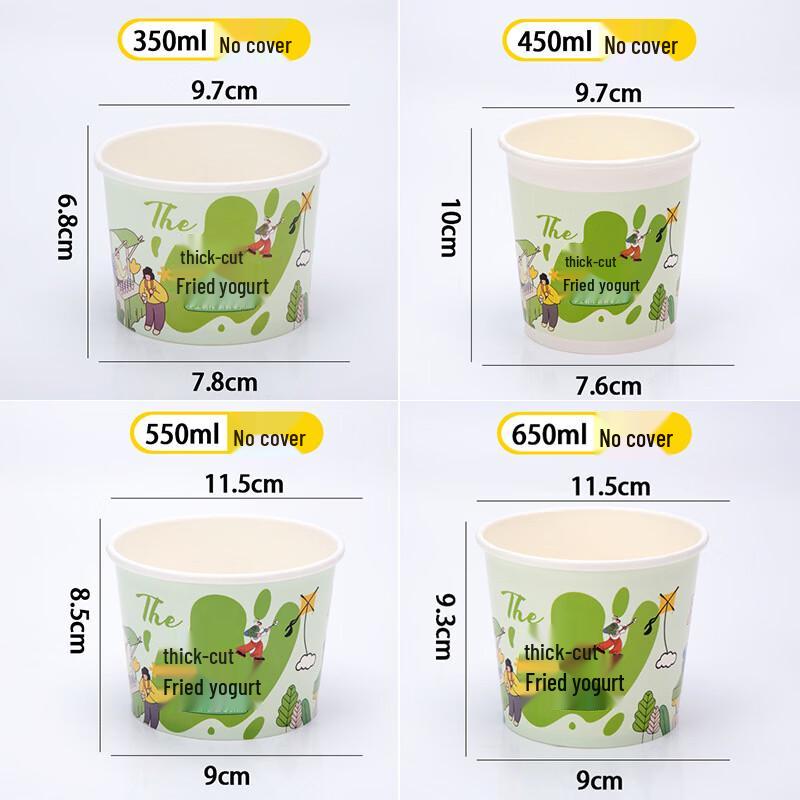 Disposable Fried Yogurt Paper Bowls with Lids