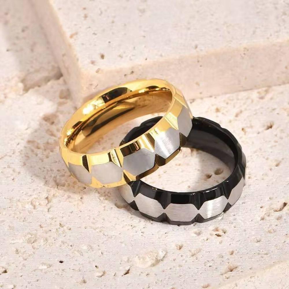 8MM Polierte Herren-Edelstahlringe Einzigartiger Rillen-Titanstahlring für Männer Frauen Ehering Schmuckgeschenk