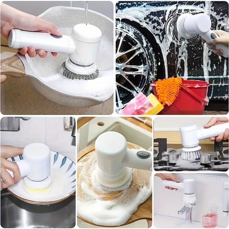 [USB Rechargeable]5-in-1 Rechargeable Electric Cleaning Brush Set with USB Charging, Multi-Purpose Handheld Brush Tool Kit for Bathroom, Kitchen