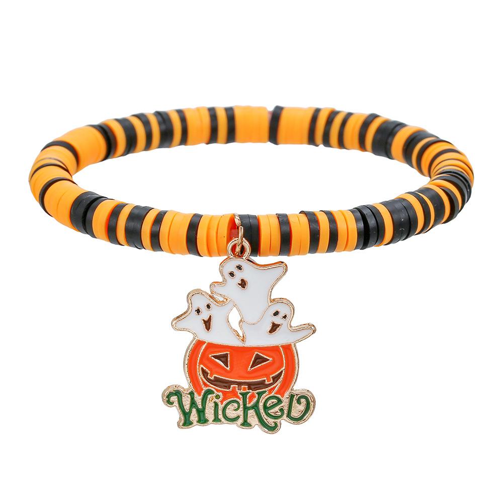 European and American Halloween Skull Pumpkin Pendant Soft Pottery Bracelet Popular Funny Alloy Pendant Bracelet