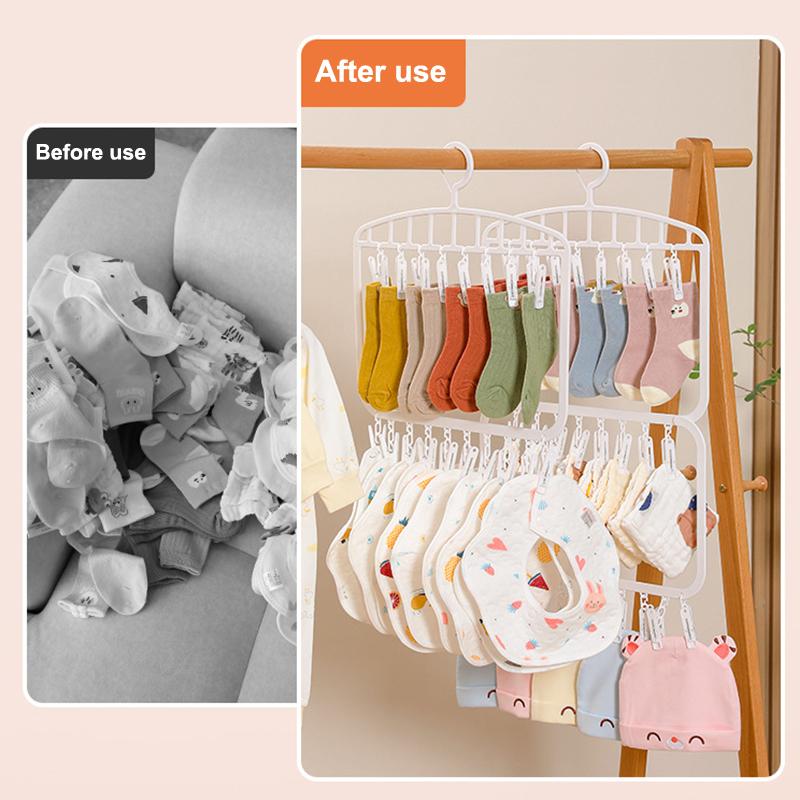 Socks Drying Rack With 18/26 Clips Underwear Baby Saliva Towel Space-Saving Multifunctional Household Dormitory Student Laundry