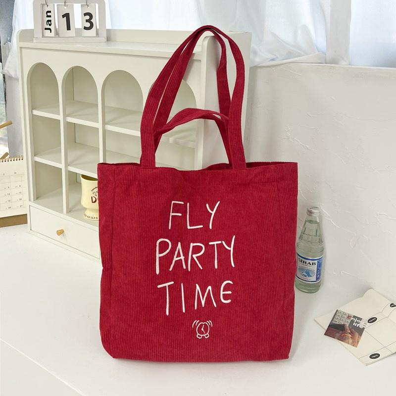 Torba na ramię z haftem literowym Torba na zakupy Torba płócienna z sztruksu Damska torebka