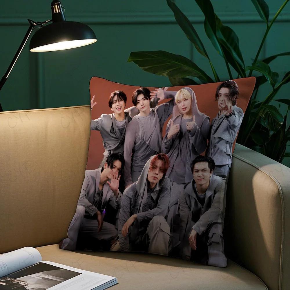 Boy Team E-Enhypen Pillow Case Pillowcase Anti-Dustmite Pillow Invisible Zipper Silky Short Plush Sofa Cushion Cover