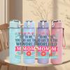 1PC You Are My World Mom Text Pattern 750ml Color Plastic Sports Water Bottle Leakproof Flip Straw Lid Suitable for Sports Office Home Use