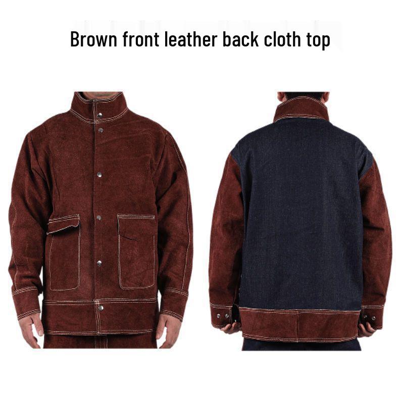 Svařovací bunda z hovězí kůže proti popálení: Ochranné pracovní oděvy z kůže a bavlny