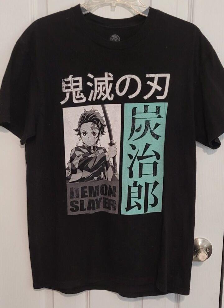 DEMON SLAYER TANJIRO KAMADO ANIME BLACK T-SHIRT SIZE MEDIUM - FRONT & BACK PRINT Unisex T-Shirt