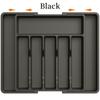 1 pz Scaffale Nero, Scatola Posate Regolabile, Cassetto Estraibile in Plastica, Porta Posate da Cucina, Vassoio Posate Espandibile