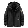 Men's Trendy Three-in-One Windproof Parka with Detachable Plus Velvet Lining, in Plus Sizes for Autumn and Winter.