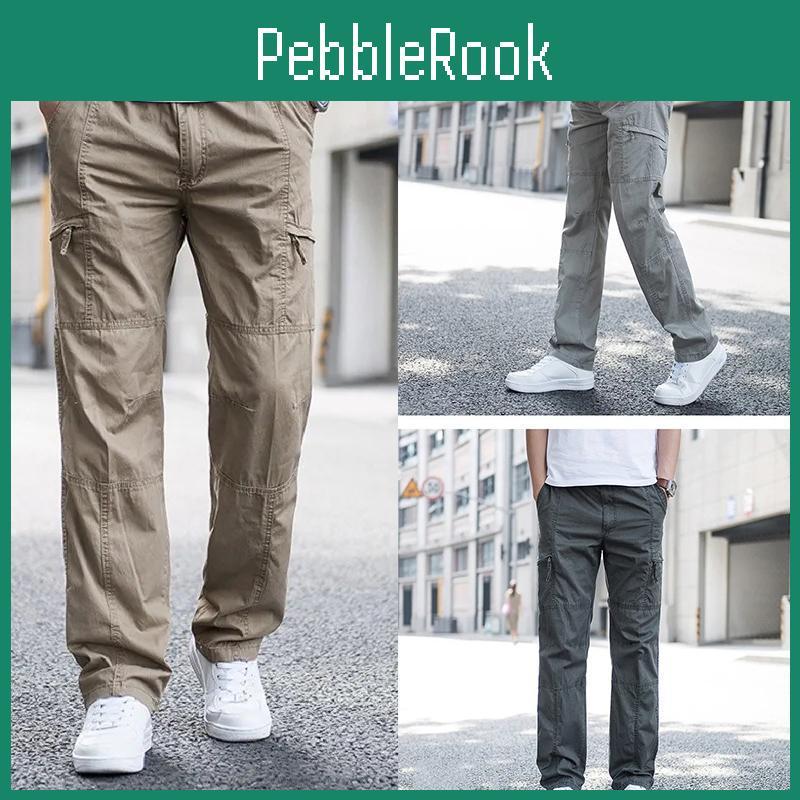 Cargo Size Pants Mens Big New Spring Summer Trousers Straight Leg Work Pant Men Casual Loose Cotton Overalls Side Multi Pockets