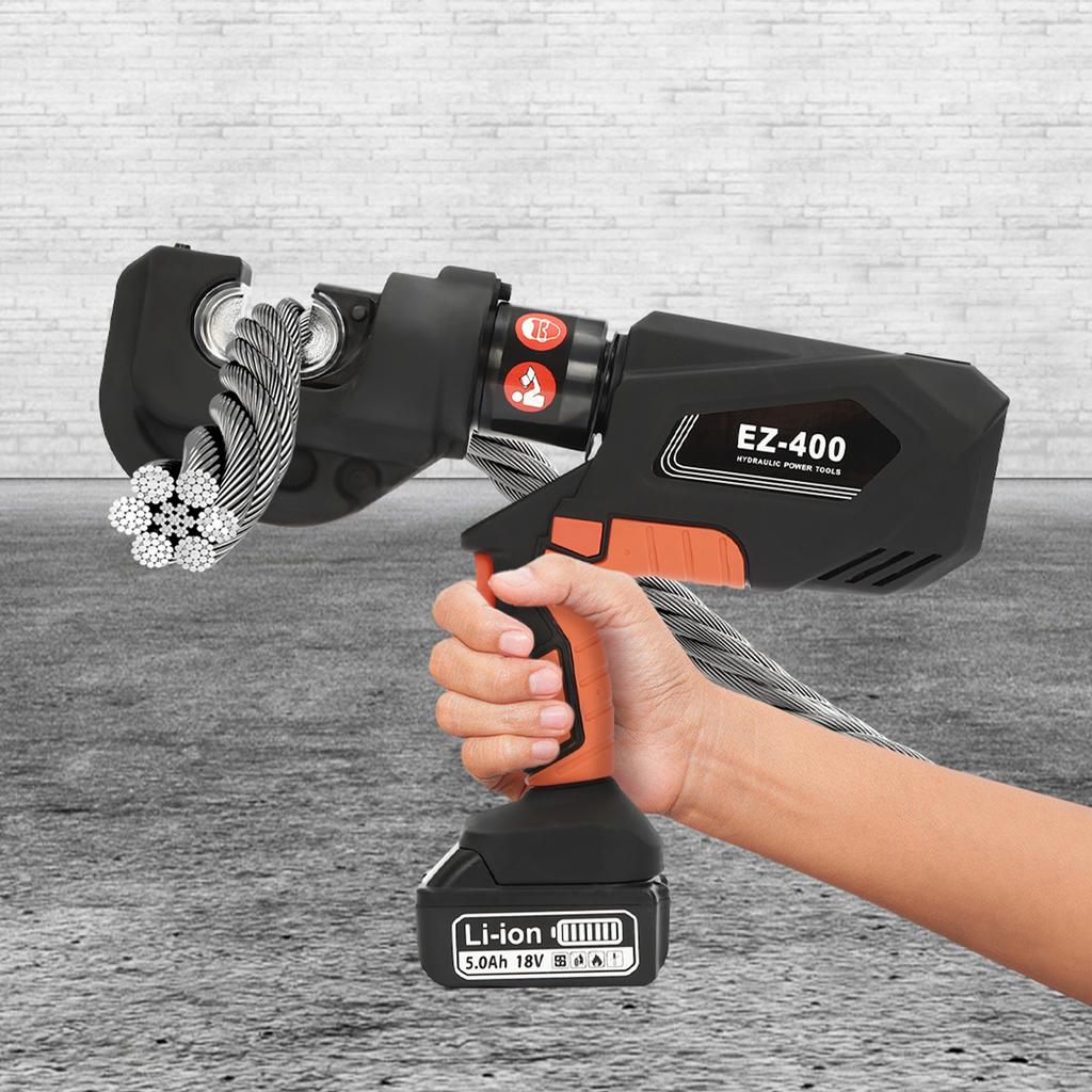 EZ-400 Rechargeable 40Cr Steel Hydraulic Crimping Pliers,Black Electric Hydraulic Wire Crimper for Electric Power Repair